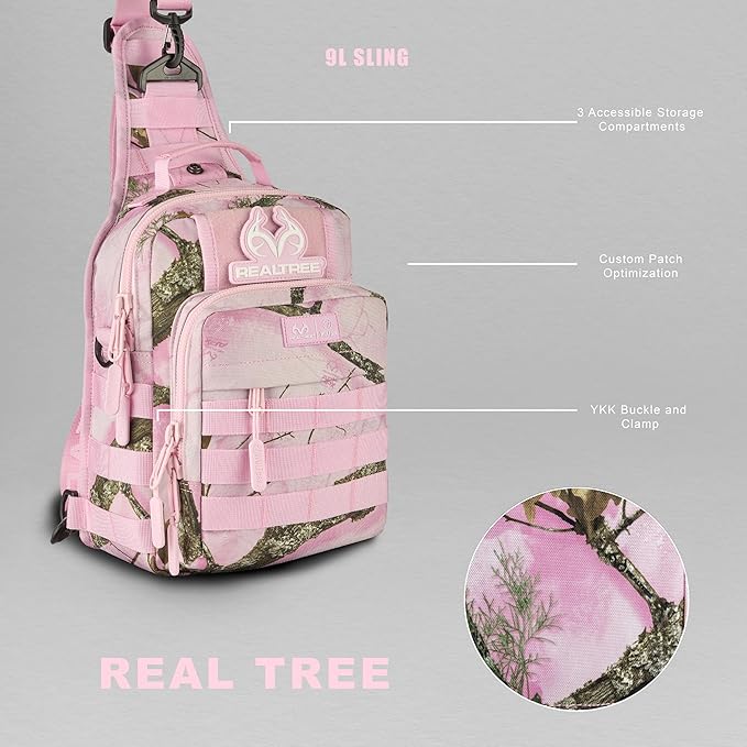 WOLFpak 9L Tactical Sling Bag| (Realtree APX Flushing Pink) | Concealed Carry CCW Backpack | Military Crossbody EDC Daypack Molle Chest Shoulder Pack