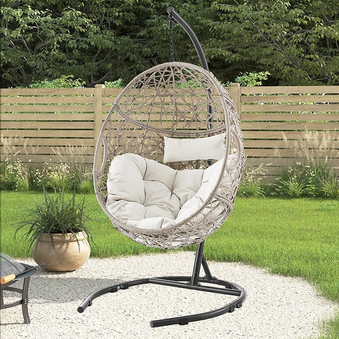 Ulax furniture Hammock Chair Stand Egg Chair Stand Hanging Chair Stand Heavy Duty Steel Hammock Stand Weather-Resistant Finish for Indoor or Outdoor Use