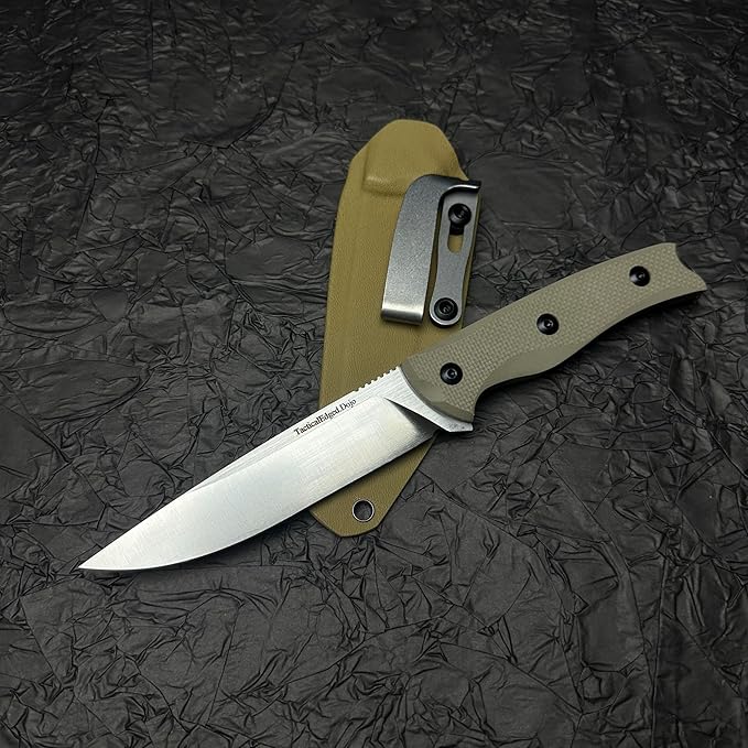 LU EDC Compact Outdoor Utility Knife with G10 Handle and Kydex Sheath Fixed Blade Everyday Carry Tool for Camping and Daily Tasks（Sand Color）