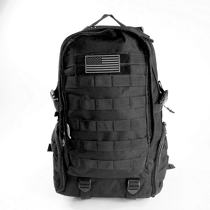 All_Fine Heavy Duty Tactical Travel Backpack Student Laptop Bookbag Durable Quality Military Molle Army Pack Outdoor Hiking Camping Traveling Rucksack Black Medium