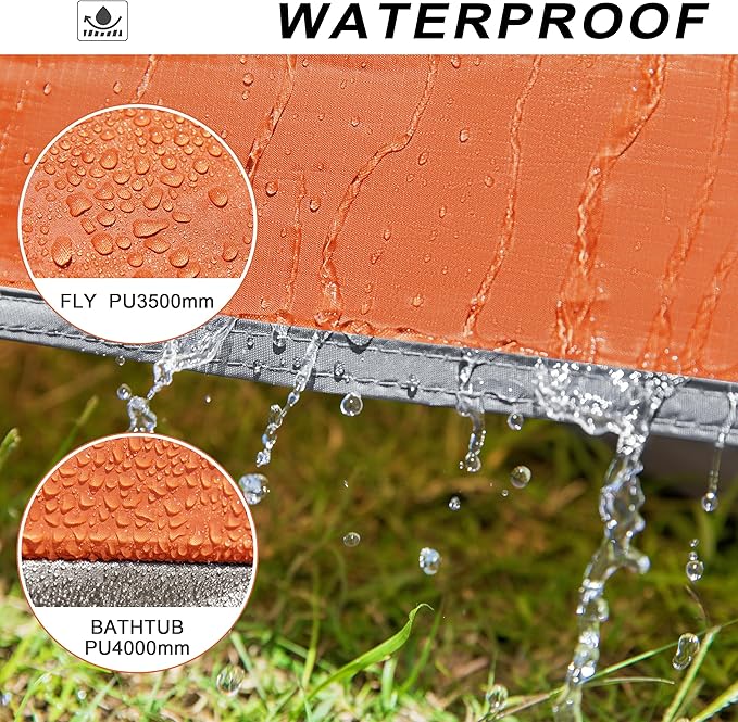 2-3 Person Backpacking Tent with Double Door 2 Vestibule Waterproof Windproof Lightweight Easy Set Up 3 Season 2 Man Two Person Tent for Camping Hiking Motorcycle Mountaineering with UPF 50+
