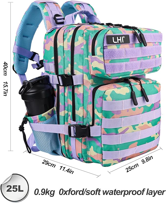 LHI Tactical Military Backpack for Men and Women 25L/35L Army Assault Pack Bag Small Rucksack with Bottle Holder