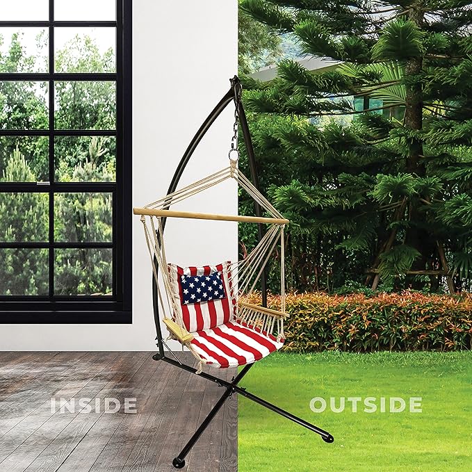 Backyard Expressions Hammock Swing Stand for Indoor/Outdoor Heavy Duty Hanging Chair Stand