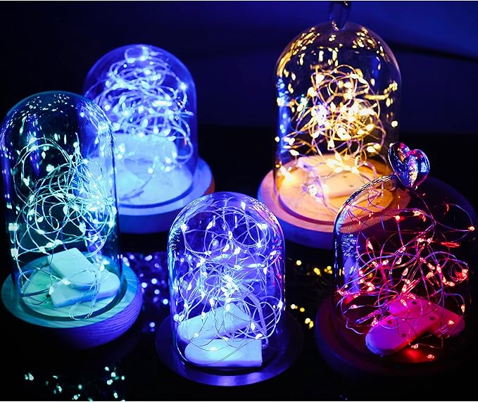 20 Packs Fairy String Lights 6.6FT 20 LEDs Battery Operated Silver Copper Wire Starry String Light for DIY Party Christmas Costume Wedding Easter Table Decorations (Multicolor)