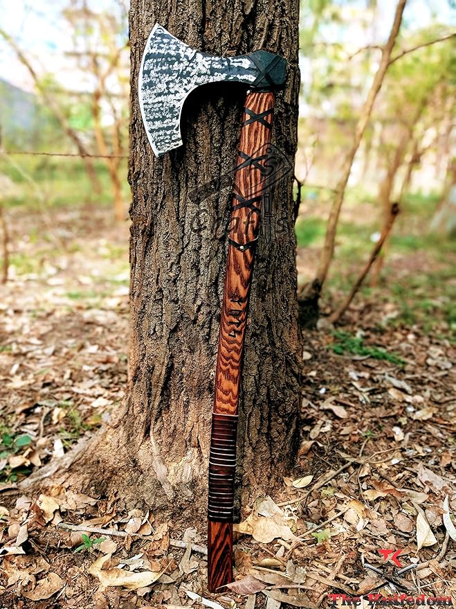 FS Crafts Viking Axe Hatchet Norse Axe- 40 Long Two-Handed Large Berserker Axe Forged Axe Bearded Dane Axe Norse Axe Scandinavian Style Viking Axe- with Sheath AXE005FR