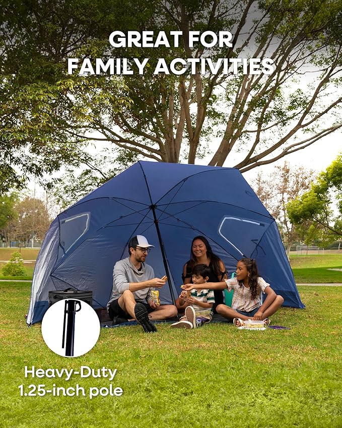 Sport-Brella Premiere UPF 50+ Umbrella Shelter with Patented Side Panels and Tilt Mechanism Heavy-Duty 1.25 Inch Center Pole Auger Anchor for Sand and Grass