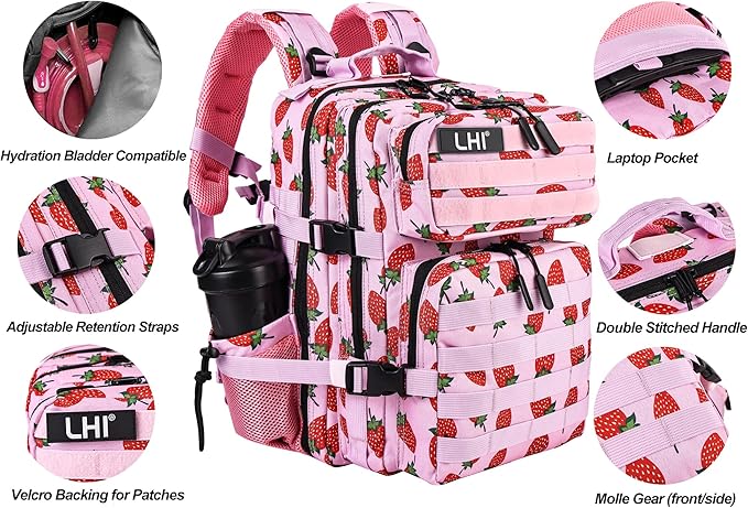 LHI Tactical Military Backpack for Men and Women 25L/35L Army Assault Pack Bag Small Rucksack with Bottle Holder
