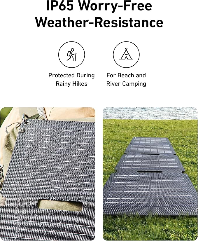 Anker Solix PS30 Solar Panel 30W Foldable Portable Solar Charger IP65 Water and Dust Resistance Ultra-Fast Charging Charges 2 Devices at Once for Camping Hiking and Outdoor Activities.