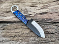 TAC KNIVES 7'' Full Tang Fixed Blade Outdoor Camping Hunting Knife In Sheath Gift For Him | 1095 High Carbon Steel Knife | SKINNER Gift | Cowboy knives | Pancake leather sheath (BLUE)