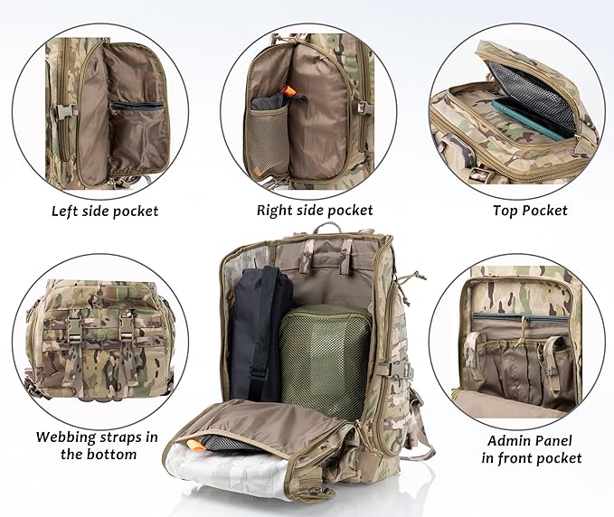 35L Tactical Backpack Military Rucksack MOLLE Quick-Access Flap EDC Pack for Hiking Camping Travel Work Bugout Emergency