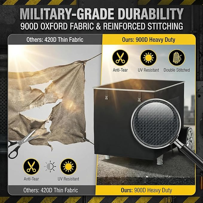 [New Upgraded] 900D Heavy Duty Waterproof Generator Cover Generator Cover for Outside 32L x 24W x 24H Cover Universal 5000W-10000W Outdoor Generator Storage Box All Season Protection Black
