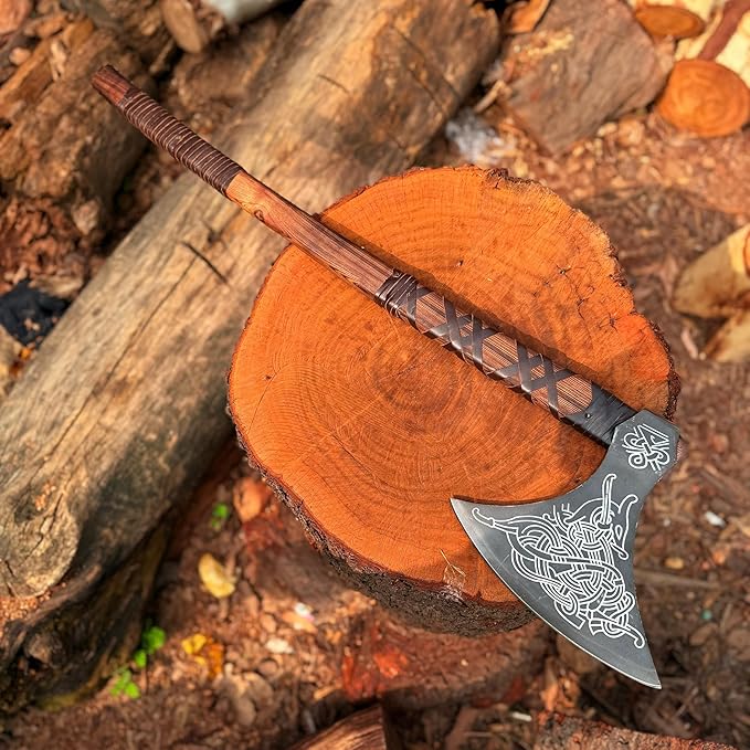 MDM-012 Custom Handmade Viking Axe Real Tomahawk Viking Hatchet Beared Camping Axe 5160 HIGH Carbon Steel Blade Throwing Set Vintage Ax Viking Gift for Him - Viking Gifts for Him