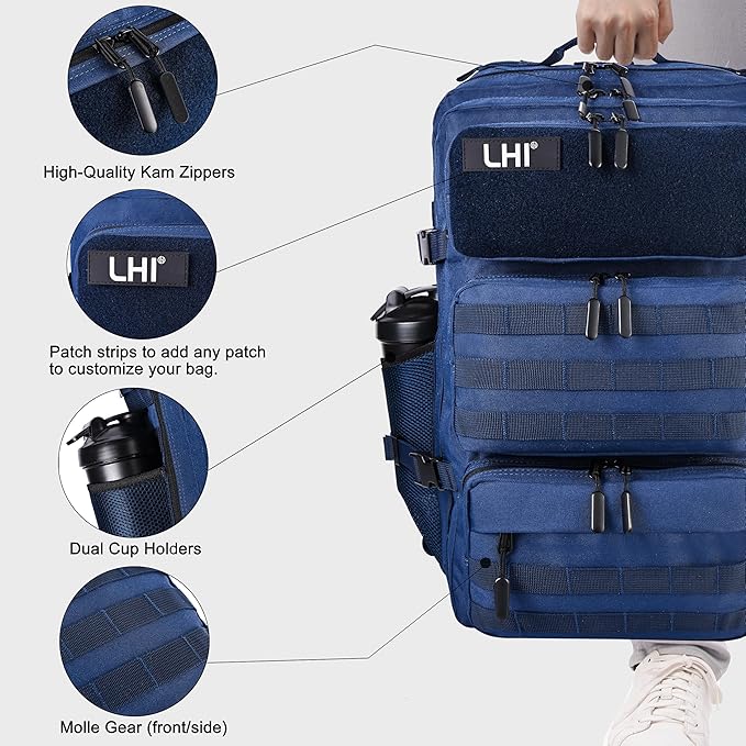 LHI Tactical Military Backpack for Men and Women 25L/35L Army Assault Pack Bag Small Rucksack with Bottle Holder