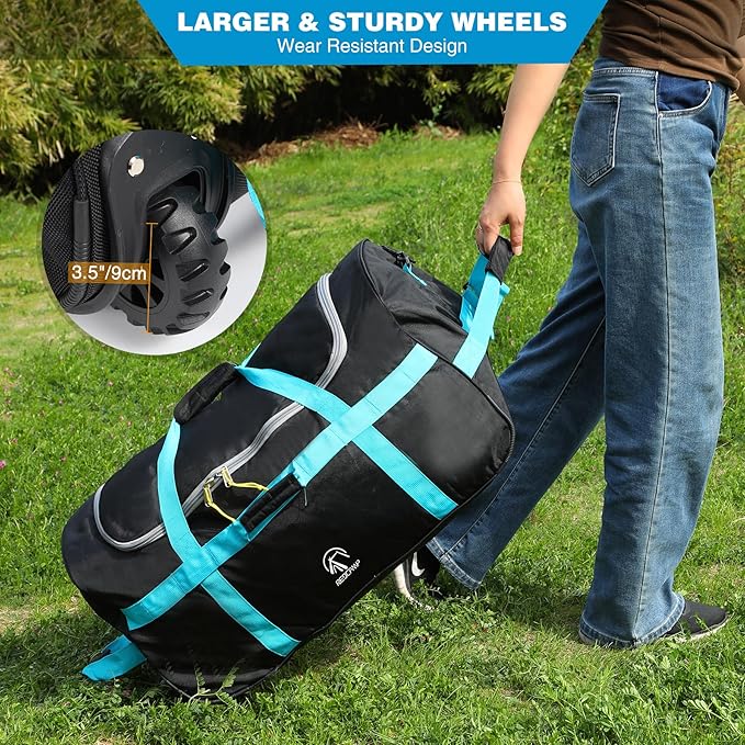 REDCAMP 85L/120L/140L Foldable Duffle Bag with Wheels Large Travel Duffel Bag