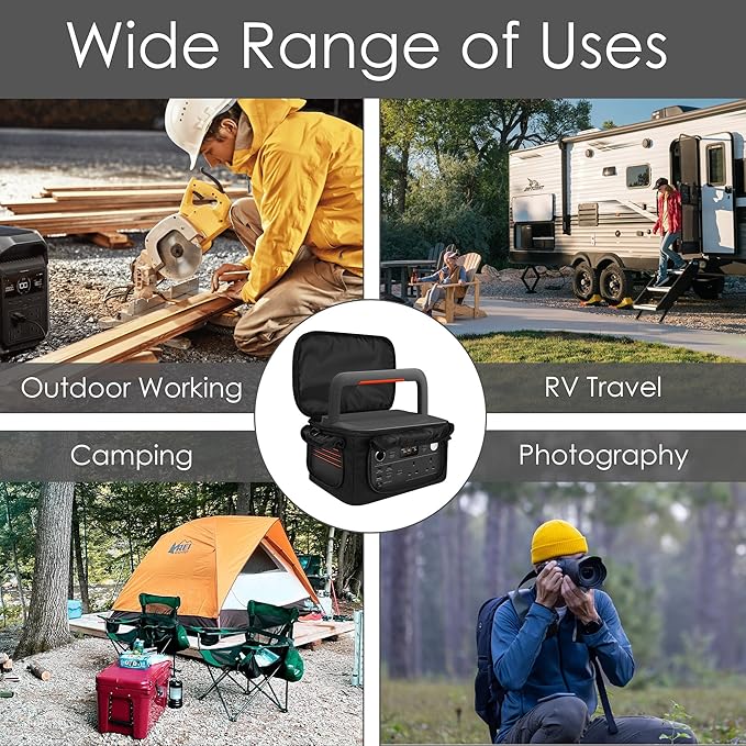 Portable Power Station Cover Compatible with Jackery Explorer 500 V2 - Waterproof Dustproof Outdoor Storage Bag with Multi-Pocket Design