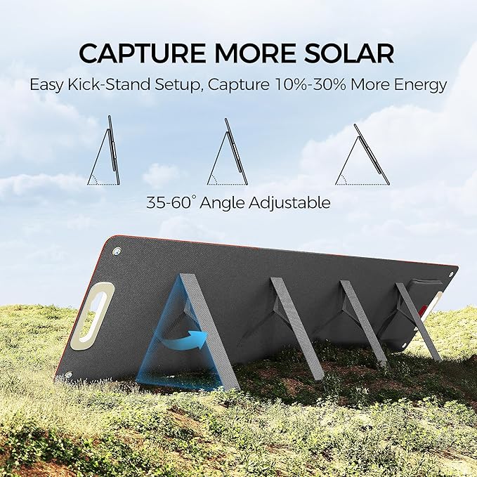 Flashfish 100W 18v Foldable Solar Panel High-Efficiency Solar Charger with Dc Output &amp 65W USB.C QC3.0 Port for Portable Power Station Camping Travel &amp Outdoor