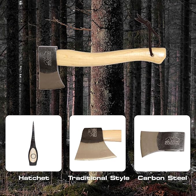 PRANDI Yankee Hatchet 1.98lb - Hickory Handle 19.7in - Ideal for Camping Travel and Bushcraft - Made in Italy