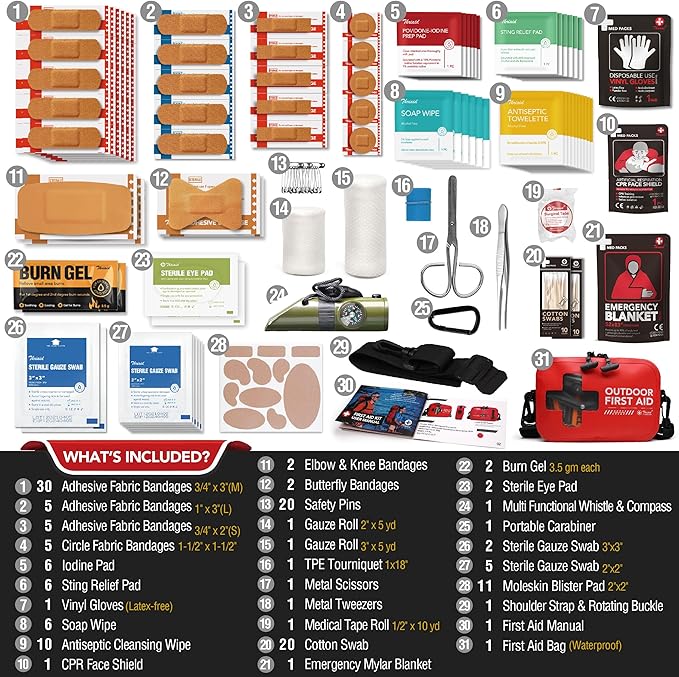 152 PCS Waterproof First Aid Kit Portable Small Boat Dry Bag Bug Out Bags Emergency Medical Kit Ideal for Boating Camping Fishing Kayaking Floating Red