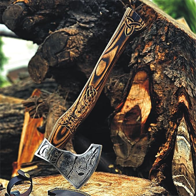 Handmade Stainless Steel Hatchet Axe Ergonomic Wooden Handle Perfect for Camping Outdoor Chopping