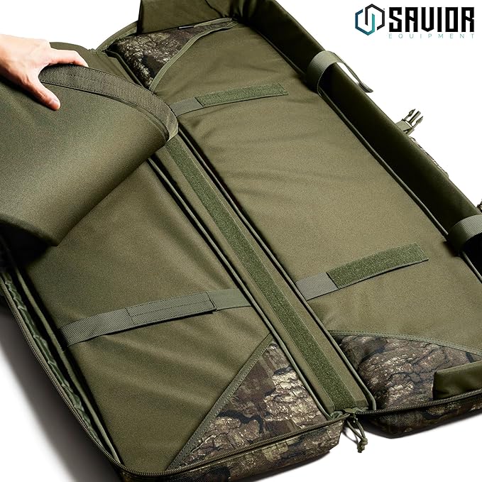 Savior Equipment American Classic Tactical Double Long Gun Bag Pistol Transportation Case w/Backpack Strap Lockable Compartment Available Length in 32 36 42 46 51 55