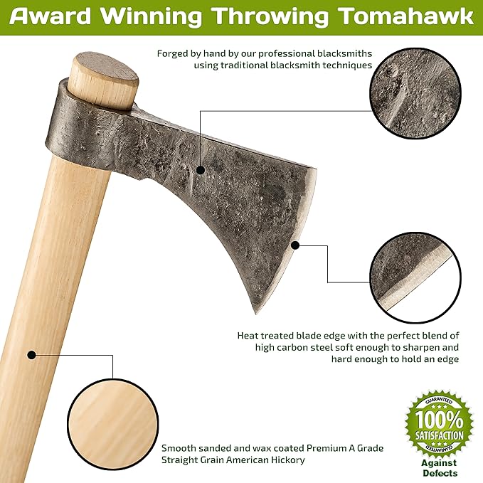 Throwing Axe - Win Your Next Viking Throwing Tomahawk Competition! 19 Hand Forged Hatchet from High Carbon Steel NMLRA Approved 100% Guaranteed from Defects