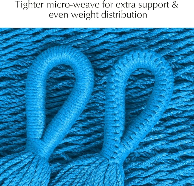 PNAEUT Handwoven Mayan Hammock Thick Soft Rope Double Hammock for Outdoor Outside &amp Indoor 600 lbs Capacity Heavy-Duty Includes Tree Straps Carabiners &amp Carrying Bag (Glacial Lake Blue X-