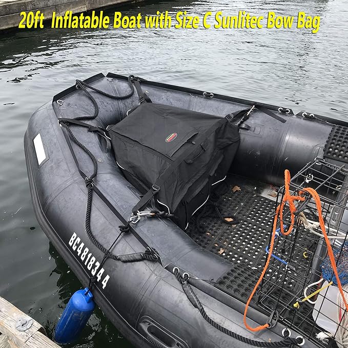 Seamax Sunlitec Front Accessory Storage Bow Bag for Inflatable Boat with Reflective Line