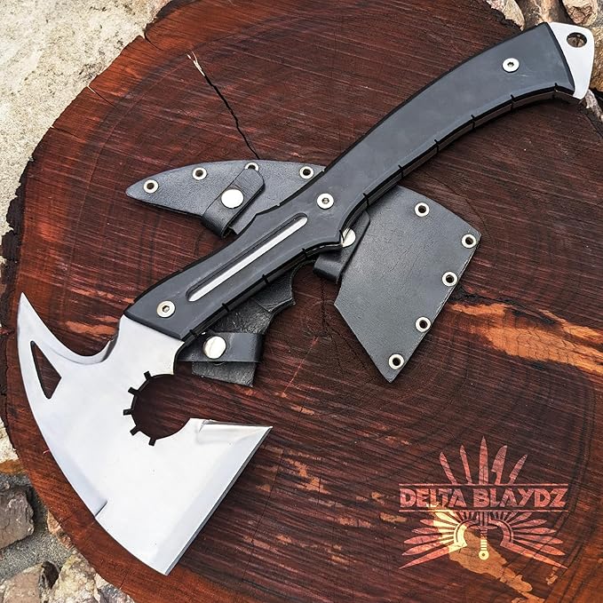 Handmade Resident Evil Requiem Leon's Hatchet with Leather Sheath | RE9 Full Tang Stainless Steel Axe - Leon Kennedy Axe Replica