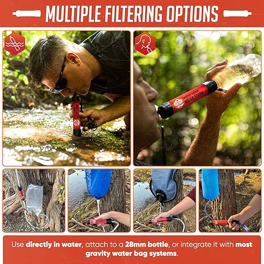 2 High-Capacity Emergency Water Straws – Lightweight Reusable 1800-Gallon Filters for Camping Hiking Travel Biking Survival and Emergencies. No Expiration Date Perfect for Preparedness