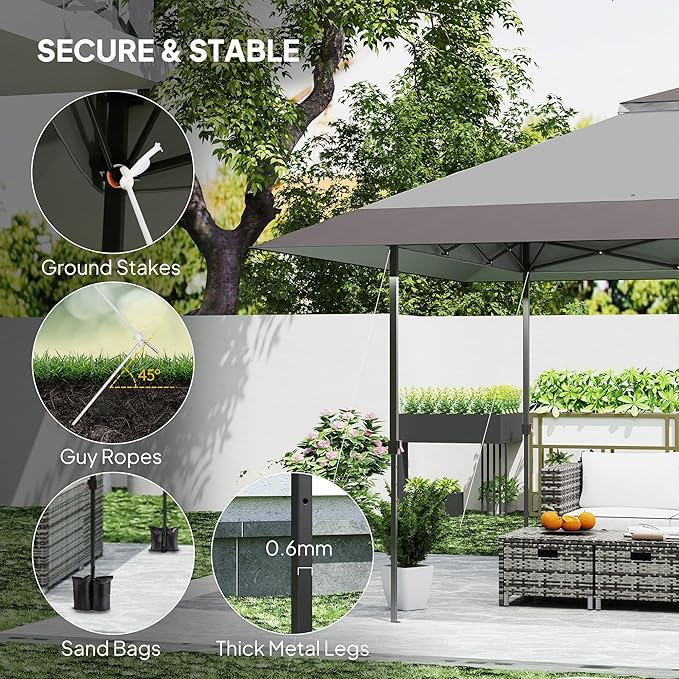13x13 Pop Up Canopy Tent with UV50+ Blocking Adjustable Height Heavy Duty Material Wheeled Carry Pack 4 Sand Bags Green Shade