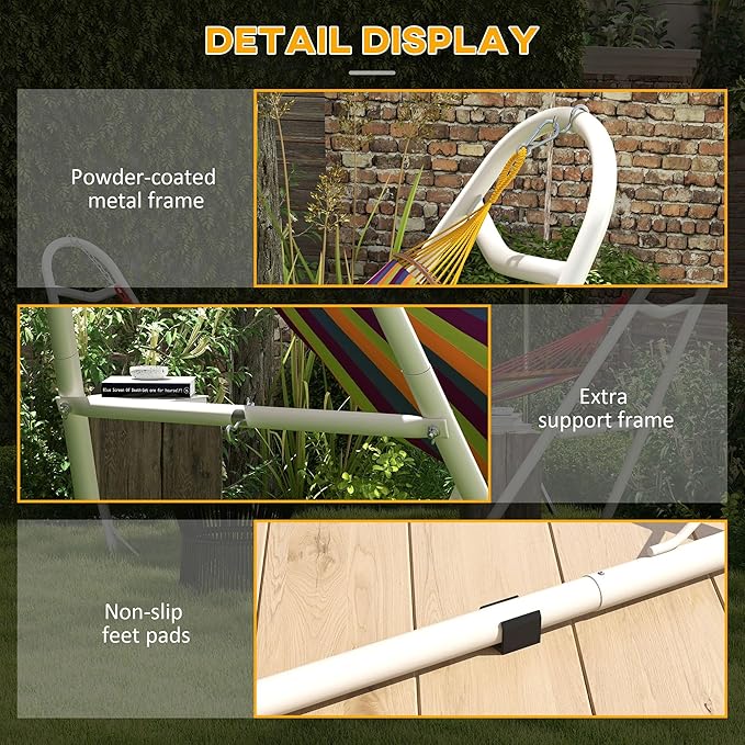 10.3 feet 550 pounds Hammock Stand Durable Portable Fully Adjustable Weather Resistant Off-White Heavy-Duty Steel FFor rame Includes CarryBag