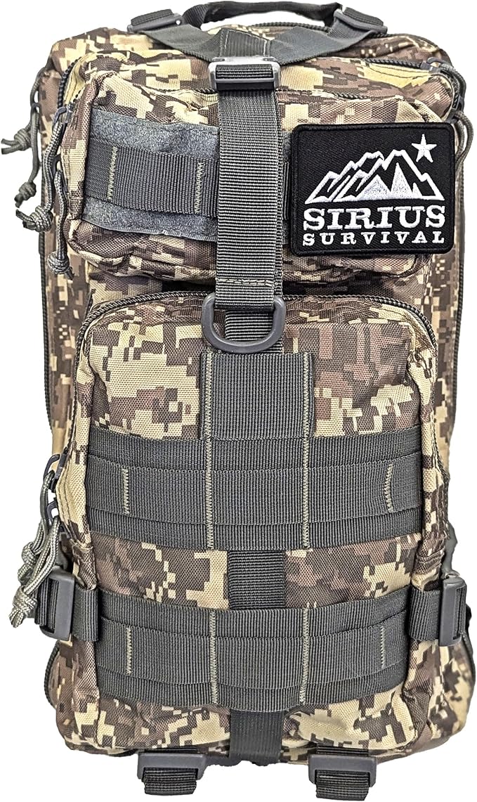 Sirius Tactical Backpack - 30L Capacity - Heavy Duty 900D Polyester - Hunting Hiking or Camping Backpack – Military Backpack (Digital Camo)