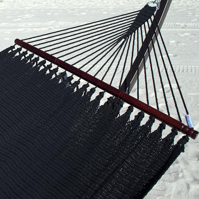 Double Caribbean Hammock - Soft-Spun Polyester - 48 inch (Black)