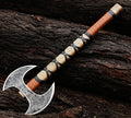 SHINY CRAFTS® Handcrafted Viking Axe – Engraved Nordic Blade with Wooden Handle Unique Gift for Men Collectors Cosplay and Medieval Decor (Brown-SCA-13)
