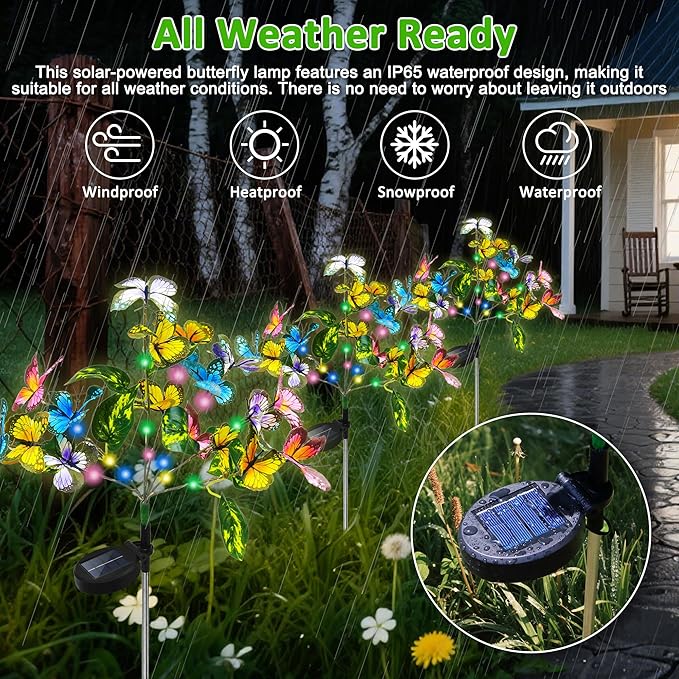 Anothera 6Pcs Solar Butterfly Lights Features Flashing or Steady-on Modes Waterproof Sunflower Garden Lights for Outdoor Patio Lawn Yard Garden Decor Gift for Mom Women Grandma