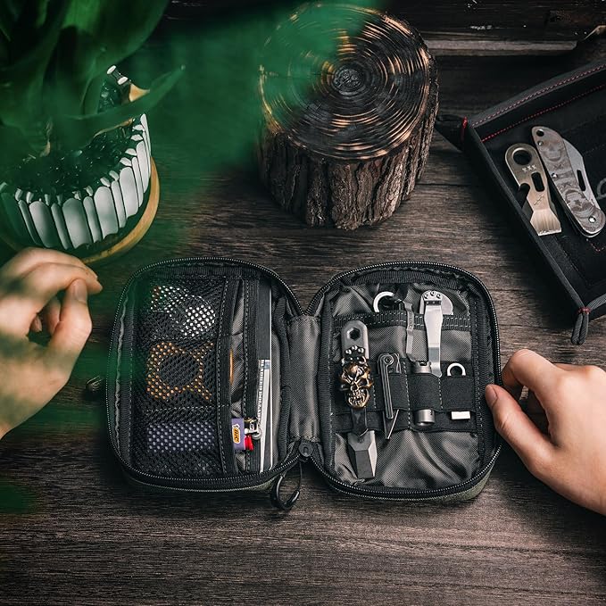 TACTICAL GEEK EDC Compact Waist Pocket Pouch Men EDC Pouch Organizer Multi-Purpose Molle Tool Pouch for Multitools Utility Tool Organizer Bag for Daily Essentials Carry(Block E3.0-GY)