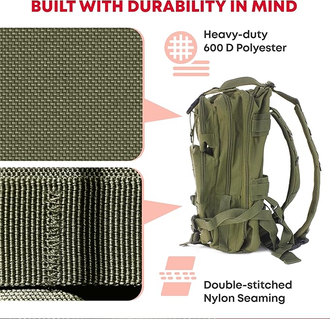 Ever Ready First Aid Tactical Assault Pack - First Aid Rucksack - 18 Military MOLLE Backpack