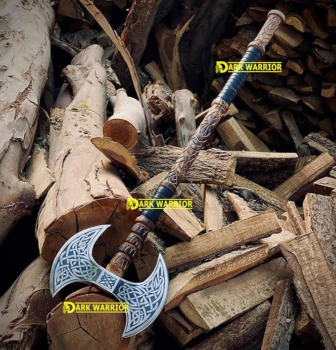 [dark warrior] 36 Double Head Berserker Axe Two Hand Axe Double Sided Axe Hewing Axe Double Edged Battle Axe Large Norse Axe Double Blade Axe Big Viking Axe Hand Forged Axe Blade Axe DW-AX-89890