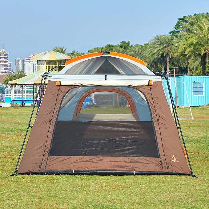 KTT Large Tent 6-8-10-12 PersonFamily Cabin Tents2 Rooms2 Doors and 4 Windows with MeshStraight WallWaterproofDouble LayerBig Tents for OutdoorPicnicCampingFamily Gathering