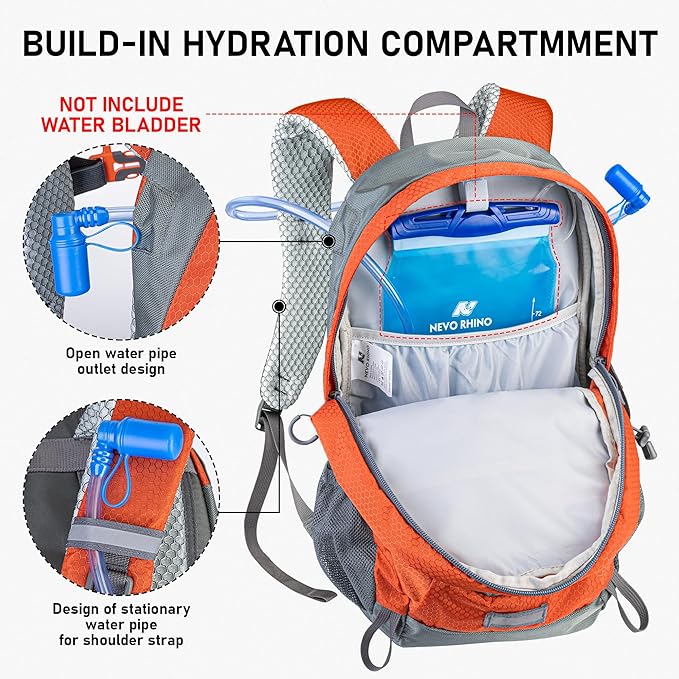 N NEVO RHINO Hiking Backpack 20L Water Resistant Outdoor Day PackLightweight Travel Small Backpack for Men Women