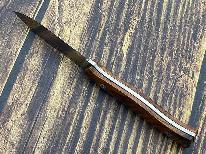 TWO SUN SixLeaf SL-41-Wood Micro Fixed Blade Knife M390 Steel Desert Ironwood handle Belt Sheath EDC Mini Tool
