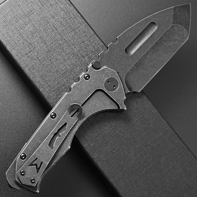 Ccanku C1137 Folding Knife D2 Steel Blade Steel Handle EDC Tool Knife for Outdoor Camping Hiking Fishing (Steel)