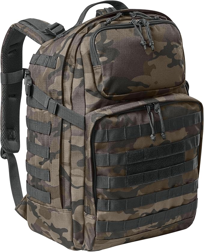 Army Universe Tactical Outdoors MOLLE Backpack 600D Poly Canvas Tough Durable Work &amp Equipment Bag 32L Black Camo