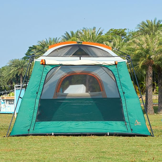 KTT Large Tent 6-8-10-12 PersonFamily Cabin Tents2 Rooms2 Doors and 4 Windows with MeshStraight WallWaterproofDouble LayerBig Tents for OutdoorPicnicCampingFamily Gathering