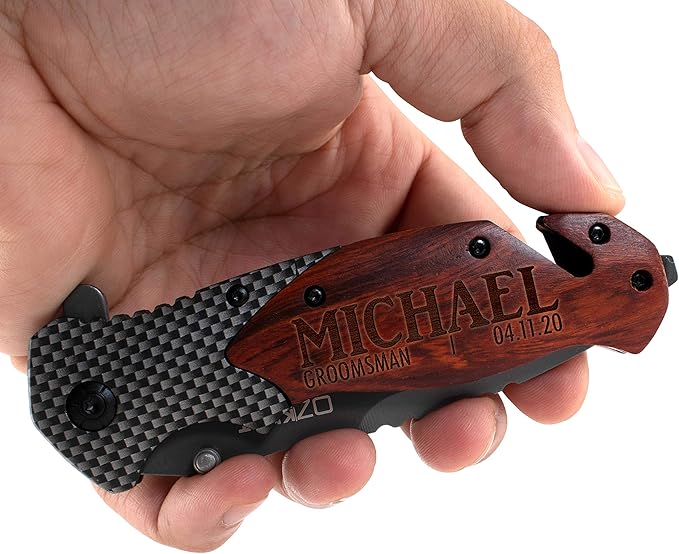 Set of 6 Groomsmen Gifts Personalized Groomsmen Pocket Knife w/Name Title &amp Date Groomsman Gift for Wedding Custom Groomsmen Gifts Pocket Knives Groomsman Gifts for Men