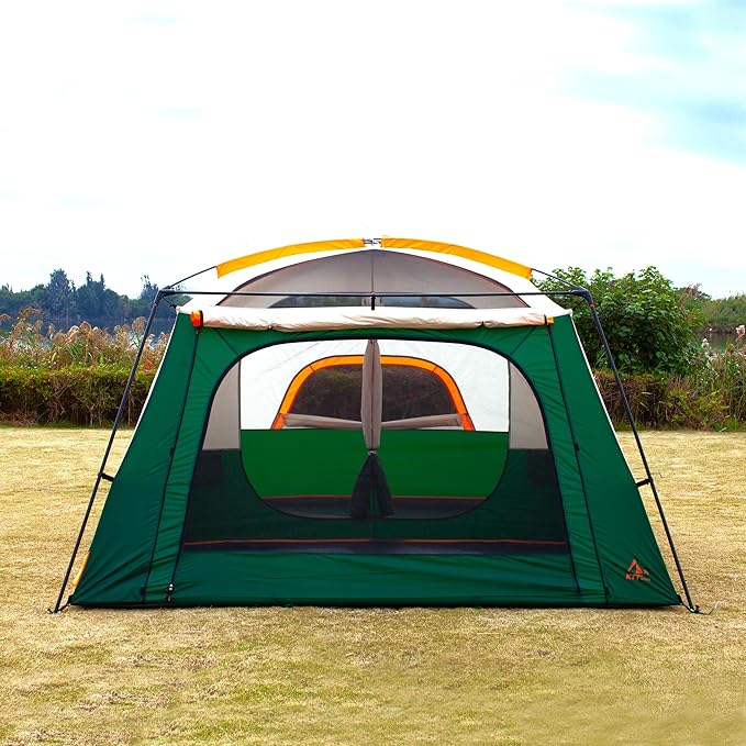 KTT Extra Large Tent 10-12-14 Person(B)Family Cabin Tents2 Rooms3 Doors and 3 Windows with MeshStraight WallWaterproofDouble LayerBig Tent for OutdoorPicnicCampingFamily Gathering