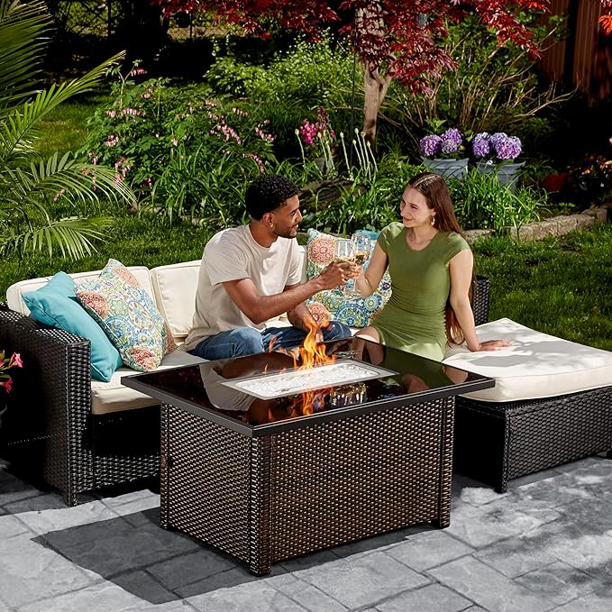 Endless Summer GAD17400SP Rectangular Outdoor Gas Brown/Black Fire Table Multi Color