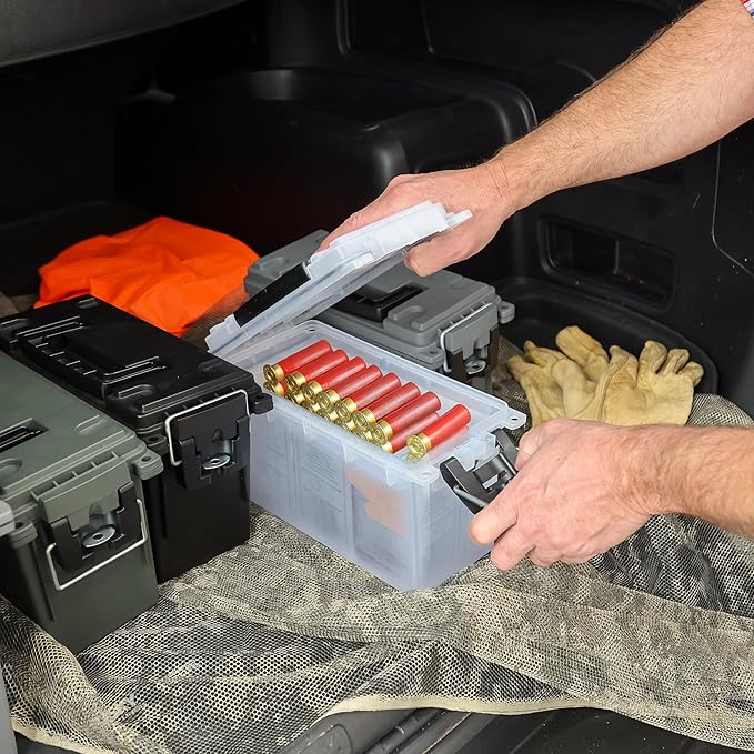 Sheffield 12758 4-Pack Ammo Storage Box Mothers Day Gifts .30 Cal Field Boxes Mothers Day Gifts for Mom Lockable Storage Box with Handle Secures Hunting Gear Supplies and Bullets Made in USA