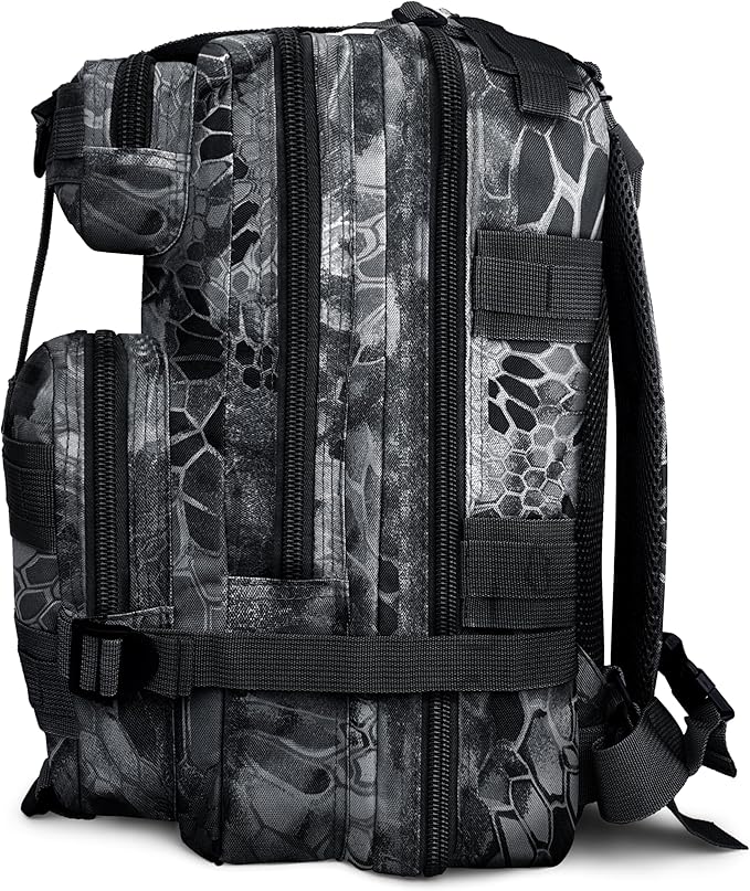 ASA TECHMED Large Tactical Backpack - IFAK Military-Grade Assault Pack Everyday Carry Use Military Backpacks Tactical (Snake Black)
