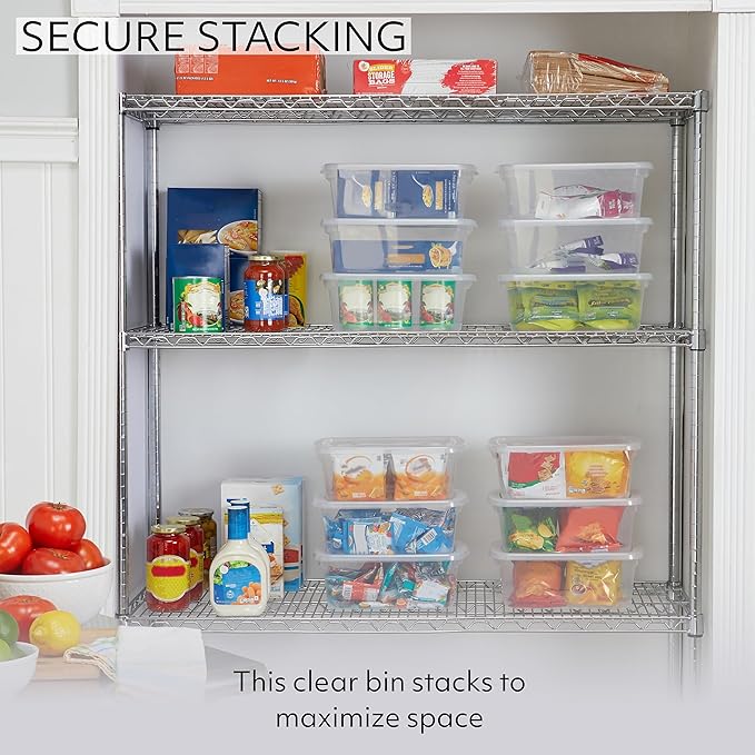Rubbermaid Cleverstore 6 Qt Clear Storage Bins with Lids 12-Pack Stackable BPA-Free Made in USA